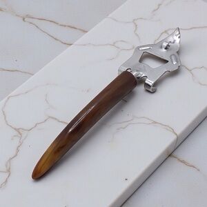 Vintage Mid Century Bakelite Bottle Can Opener Brown Swirled Handle Barware Tool